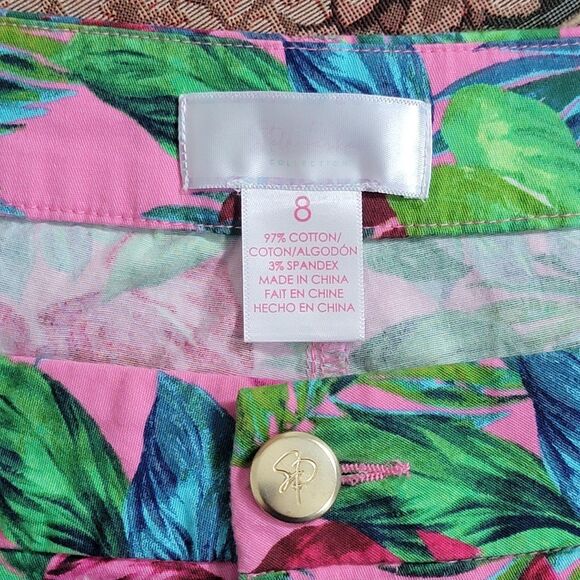 Stella Parker Collection Shorts Womens 8 Pink Floral Print Stretch Cotton - Picture 10 of 12